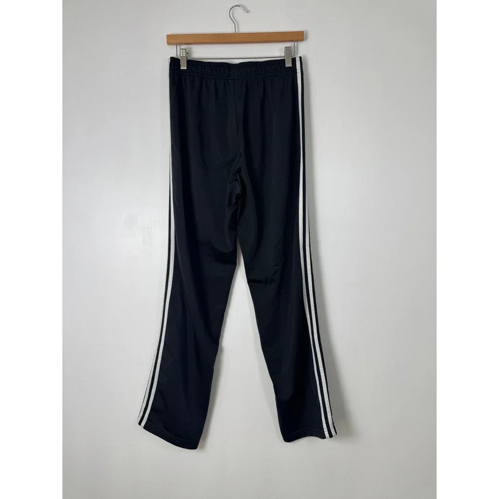 Athleisure Adidas Mens Medium Track‎ Pants Black White Primegreen 3-Stripe Sport